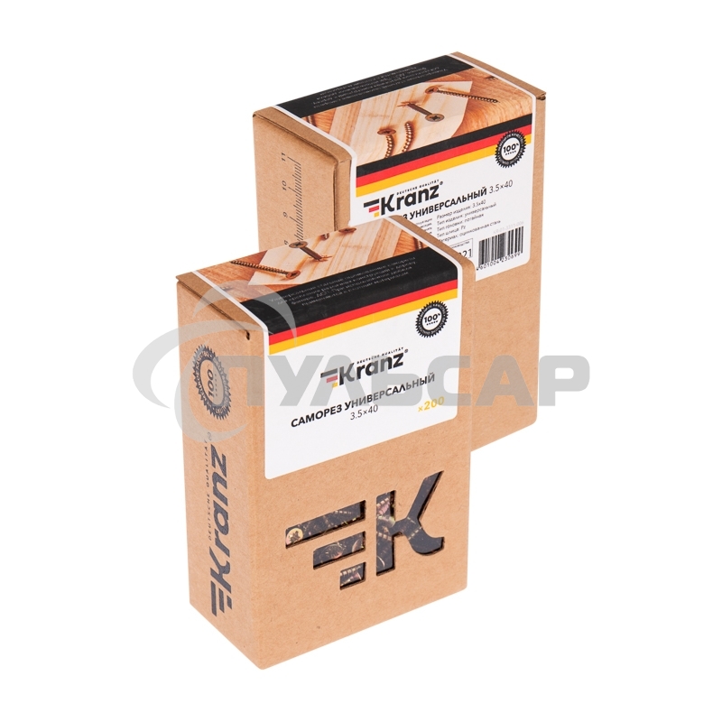 Саморез универсальный KRANZ 3.5х40, желтый цинк, упаковка поставщика ( 12 000 шт. )