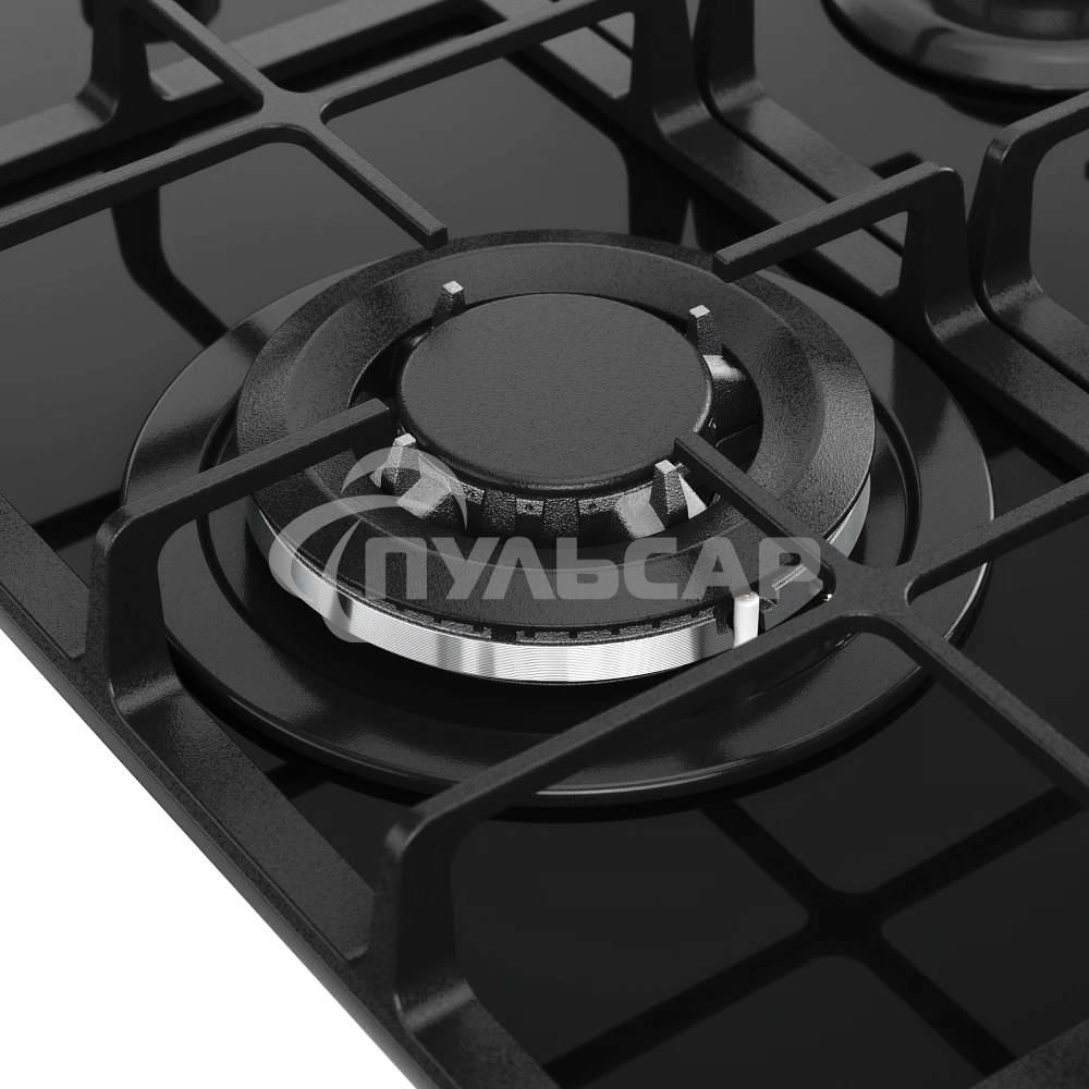 Варочная поверхность MONSHER/ Варочная поверхность MONSHER, газ, High-Tech, 45 см, автоматический электроподжиг, газ-контроль, форсунки под сжиженый газ, SABAF конфорки, чугунные решетки, черный