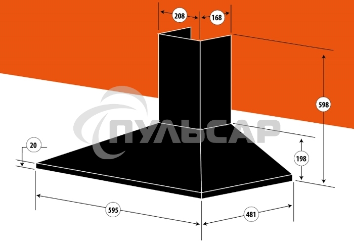 Вытяжка каминная Centek СТ-1820-60 серебристый, 60 см, 800 куб. м/ч, 55 дБ
