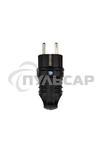 Вилка угловая влагозащищенная с кольцом, с/з, 16 А, IP44 каучук Rexant