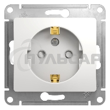 Механизм розетки 1-м СП Glossa 16А защ. шторки с заземл. бел. SchE GSL000145