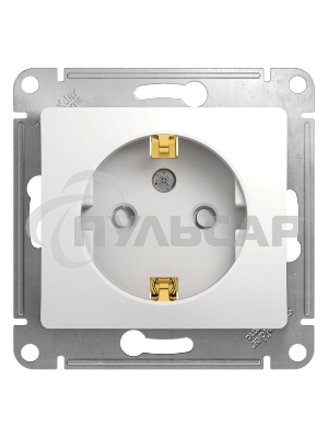Механизм розетки 1-м СП Glossa 16А защ. шторки с заземл. бел. SchE GSL000145