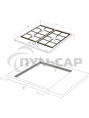 Варочная поверхность MONSHER/ Варочная поверхность MONSHER, газ, High-Tech, 45 см, автоматический электроподжиг, газ-контроль, форсунки под сжиженый газ, SABAF конфорки, чугунные решетки, черный