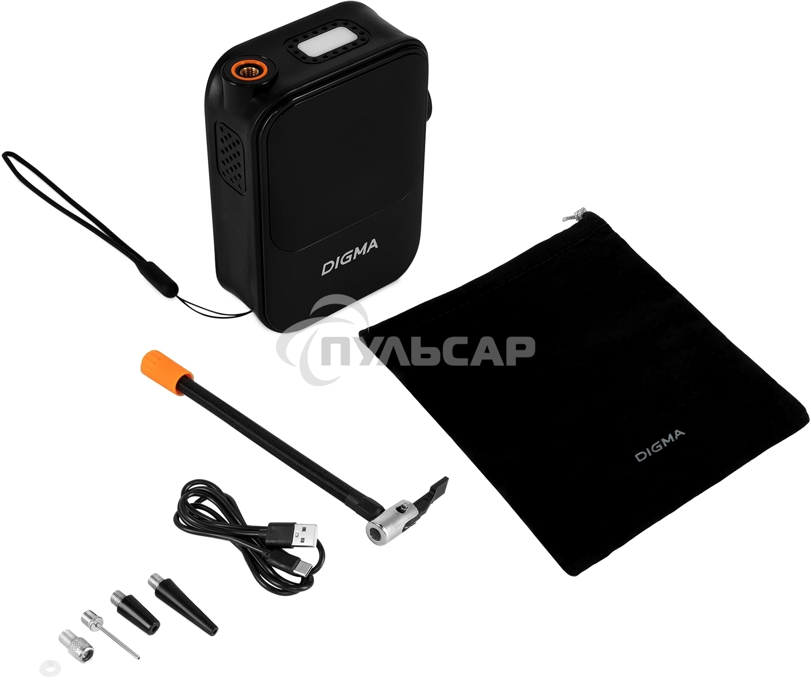 Автомобильный компрессор Digma QBK-120B черный, шланг 0.2м