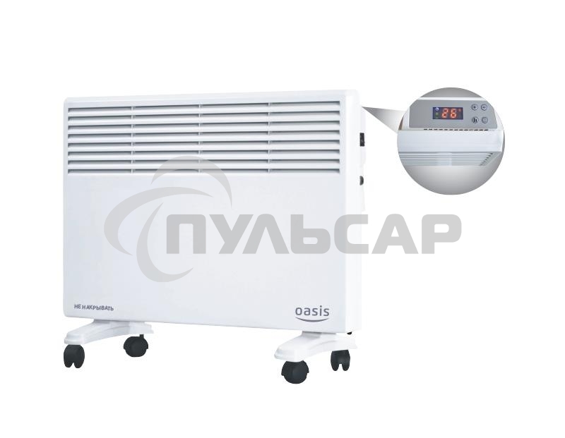 Конвектор Oasis EK-10 белый, 1000 Вт, 15 м2, термостат, дисплей