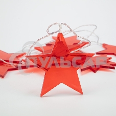 Гирлянда светодиодная Neon-night Звездопад красная 10 LED, 2,25 м, прозрачный ПВХ, теплый белый свет свечения, 2 х АА (батарейки не в комплекте)