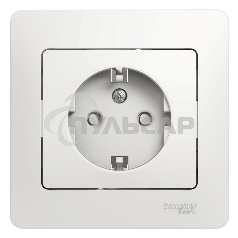 Розетка 1-м СП Glossa 16А защ. шторки с заземл. в сборе бел. SchE GSL000144