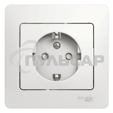 Розетка 1-м СП Glossa 16А защ. шторки с заземл. в сборе бел. SchE GSL000144