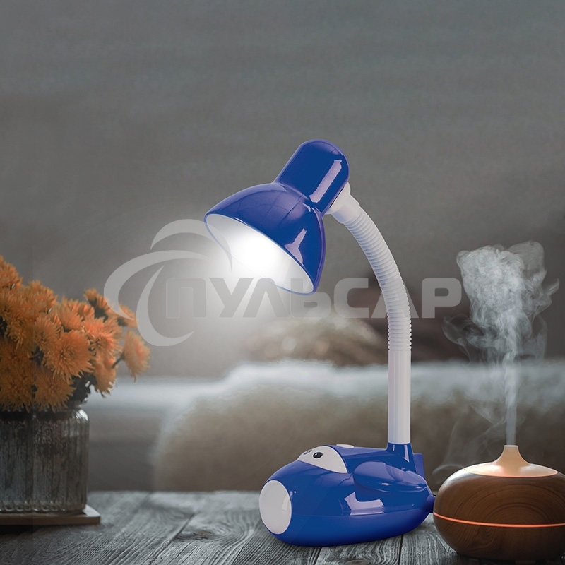 Светильник настольный Rexant Смелый Летчик на основании, с цоколем Е27, 60 Вт, цвет синий