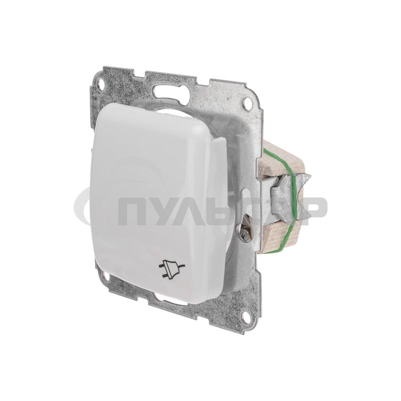 Розетка 1-ая керамика DEA с/з с крышкой с/у 16А мех. Бел KRANZ