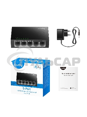 Коммутатор Cudy FS105 5-Port 10/100 Mbps Desktop Switch, 5 10/100M RJ45 Ports, Loop Detection, Metal Case, Power Saving, Plug & Play