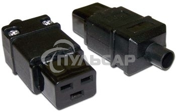 Вилка Lanmaster IEC 60320 C19 16A 250V разборная черная