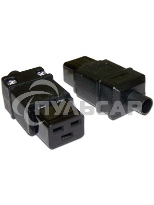 Вилка Lanmaster IEC 60320 C19 16A 250V разборная черная