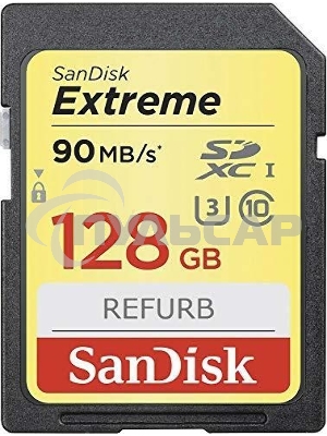 Флеш карта SD 128Gb SanDisk SDXC Class 10 V30 UHS-I U3 Extreme 180MB/s