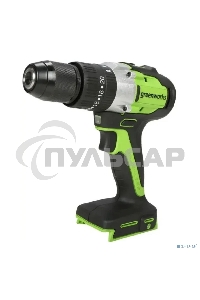 Дрель-шуруповерт GREENWORKS GD24DD60, Аккумуляторная, 24В, без АКБ и ЗУ, Ударная