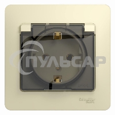 Розетка 1-м СП Glossa 16А с защ. крышкой защ. шторки с заземл. в сборе IP20 беж. SchE GSL000246