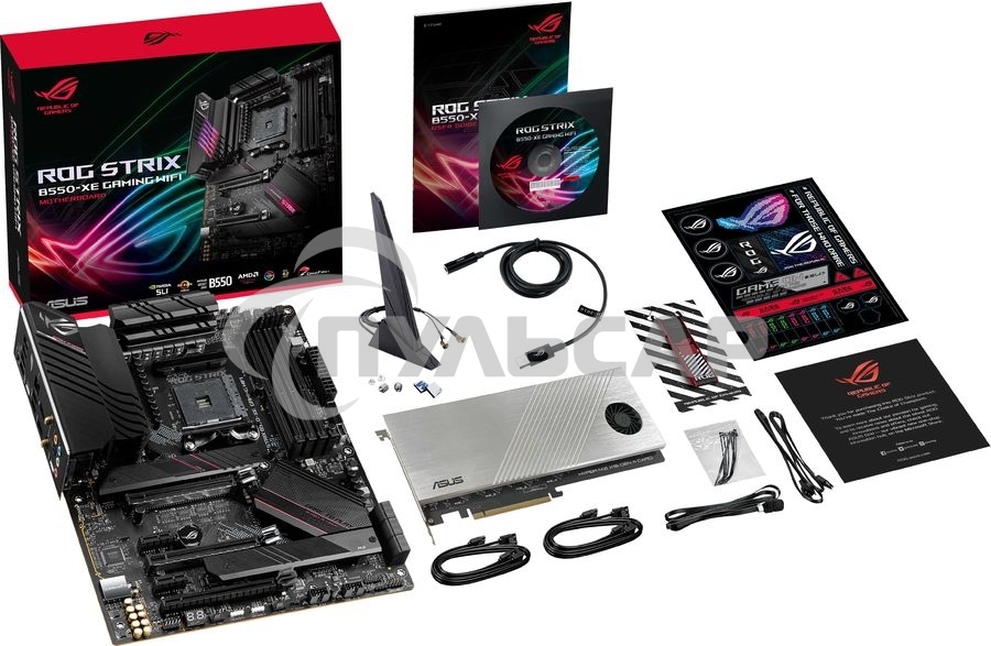 Материнская плата ASUS ROG STRIX B550-XE GAMING WIFI, AM4, AMD B550, 4xDDR4, 6xSATA, 2xM.2, 1xPCI-E 4.0 x16, 1xPCI-E 4.0 x8, 1xPCI-E 3.0 x4, 1xHDMI, 1xDP, 1x 2.5Gb LAN, 2xUSB-A 3.2 Gen 2, 1xUSB-C 3.2 Gen 2, 4xUSB 2.0, 5x3.5 мм, 7.1, Standard-ATX
