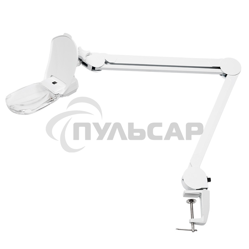 Лупа на струбцине Rexant, квадратная 3D+20D, с подсветкой 6 LED, серия EXPERT, белая 31-0565