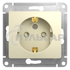Механизм розетки 1-м СП Glossa 16А защ. шторки с заземл. беж. SchE GSL000245