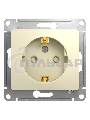 Механизм розетки 1-м СП Glossa 16А защ. шторки с заземл. беж. SchE GSL000245