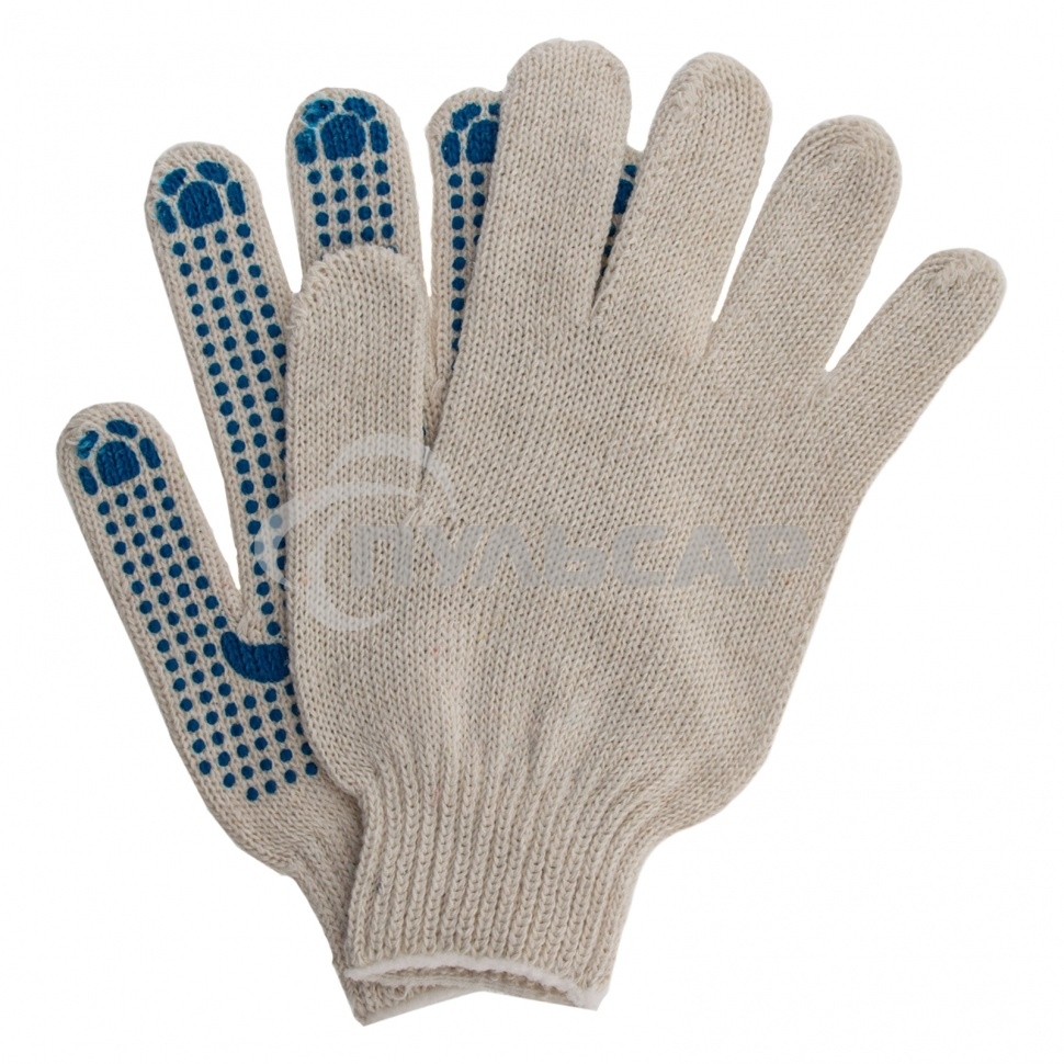 Перчатки трикотажные, с ПВХ точкой, 7 класс, Россия Сибртех