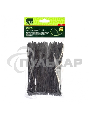 Хомуты, 150 х 3,6 мм, пластиковые, черные, 100 шт. Сибртех