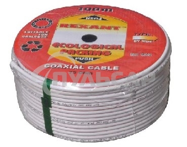 Кабель коаксиальный Rexant (01-2401) SAT 50м+CU/CU 75 Ом, 100м белый центральная жила CU медь, экран фольга AL, оплетка CU медь, 100 м