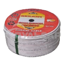 Кабель коаксиальный Rexant (01-2401) SAT 50м+CU/CU 75 Ом, 100м белый центральная жила CU медь, экран фольга AL, оплетка CU медь, 100 м