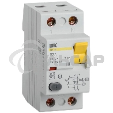 Выключатель дифференциального тока (УЗО) 2п 63А 100мА тип ACS ВД1-63 ИЭК MDV12-2-063-100