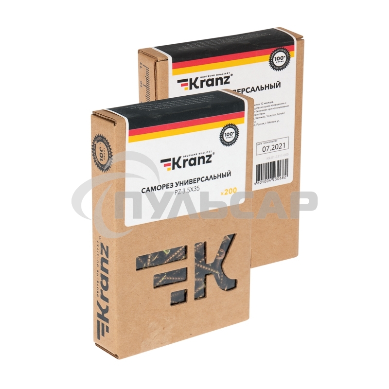 Саморез универсальный KRANZ 3.5х35, желтый цинк, упаковка поставщика ( 12 000 шт. )