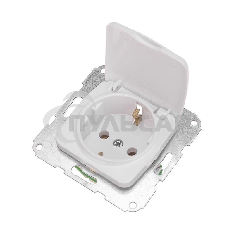 Розетка 1-ая керамика DEA с/з с крышкой с/у 16А мех. Бел KRANZ