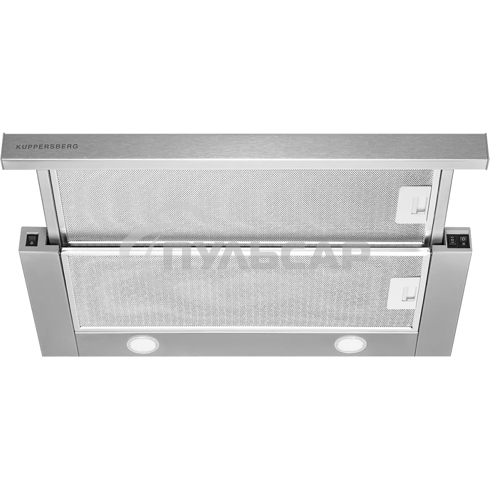 Встраиваемая вытяжка Kuppersberg SLIMTURBO 60 X, ширина 60 см, отвод/рециркуляция, 1500 м3/час, механическое управление, 3 скорости, освещение 2х2 Вт, металлические жироулавливающие фильтры, угольный фильтр KF-ES (опция), 63.4 дБ, обратный клапан, шхвхг:5