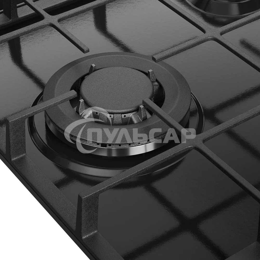 Газовая варочная панель MONSHER, газ, High-Tech, 44 см, автоматический электроподжиг, газ-контроль, форсунки под сжиженый газ, SABAF конфорки, чугунные решетки, черный