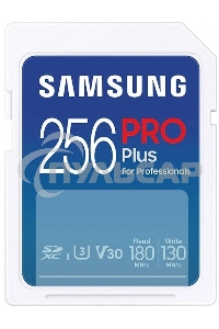 Флеш карта SDXC 256GB Samsung PRO Plus Class 10, A2, V30, UHS-I (U3), W 130 МБ/с, R 180 МБ/с, <MB-SD256S/EU>
