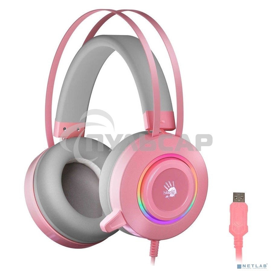 Наушники с микрофоном A4 Bloody G521 розовый 2.3м мониторные USB оголовье (G521 (PINK))