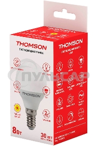 Лампа светодиодная Hiper THOMSON LED GLOBE 8W 640Lm E14 3000K TH-B2033