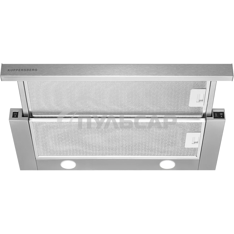 Встраиваемая вытяжка Kuppersberg SLIMTURBO 60 X, ширина 60 см, отвод/рециркуляция, 1500 м3/час, механическое управление, 3 скорости, освещение 2х2 Вт, металлические жироулавливающие фильтры, угольный фильтр KF-ES (опция), 63.4 дБ, обратный клапан, шхвхг:5