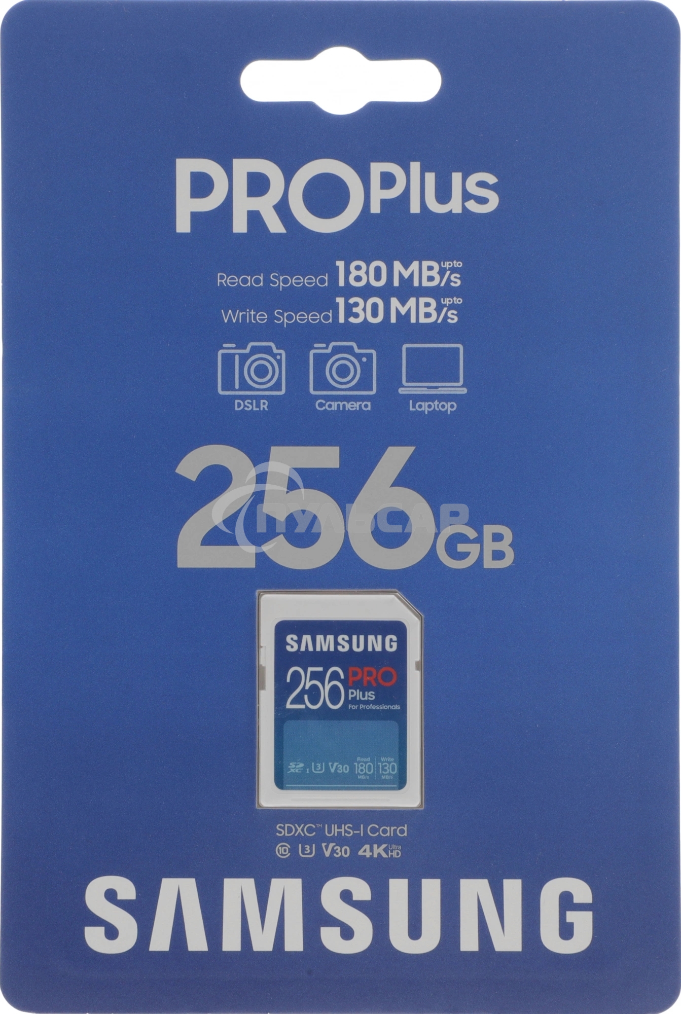 Флеш карта SDXC 256GB Samsung PRO Plus Class 10, A2, V30, UHS-I (U3), W 130 МБ/с, R 180 МБ/с, <MB-SD256S/EU>