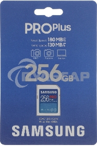 Флеш карта SDXC 256GB Samsung PRO Plus Class 10, A2, V30, UHS-I (U3), W 130 МБ/с, R 180 МБ/с, <MB-SD256S/EU>