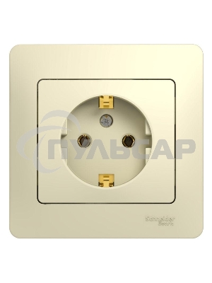 Розетка 1-м СП Glossa 16А с заземл. в сборе беж. SchE GSL000242