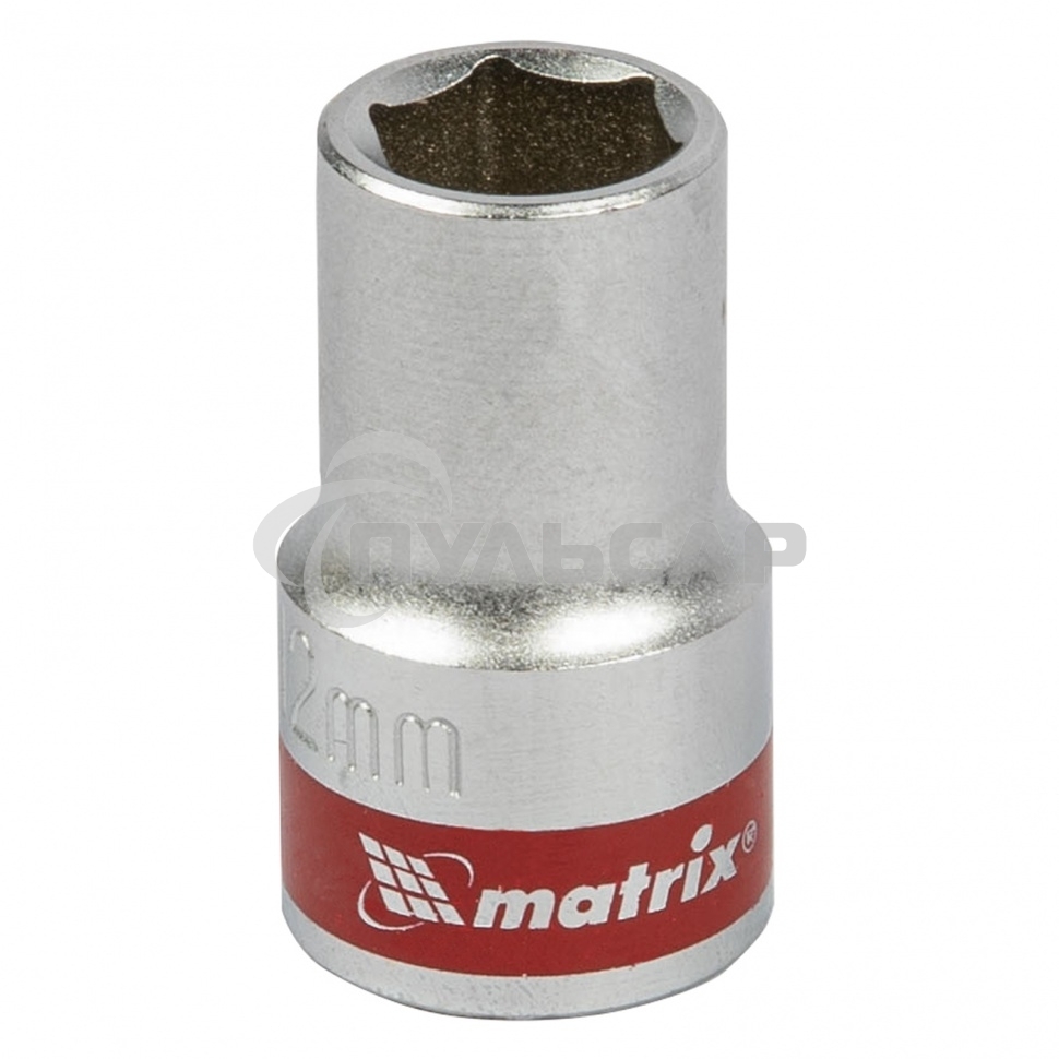 Головка торцевая Matrix, 12 мм, 6-гранная, CrV, под квадрат 1/2