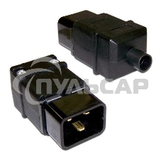 Вилка Lanmaster IEC 60320 C20 16A 250V разборная черная Вилка Lanmaster IEC 60320 C20 16A 250V разборная черная
