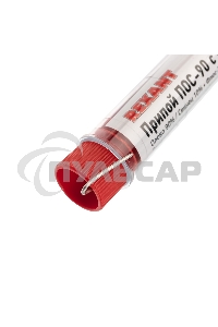 Припой с канифолью ПОС-90 Rexant, 10 г, Ø1.0 мм, (олово 90%, свинец 10%), колба