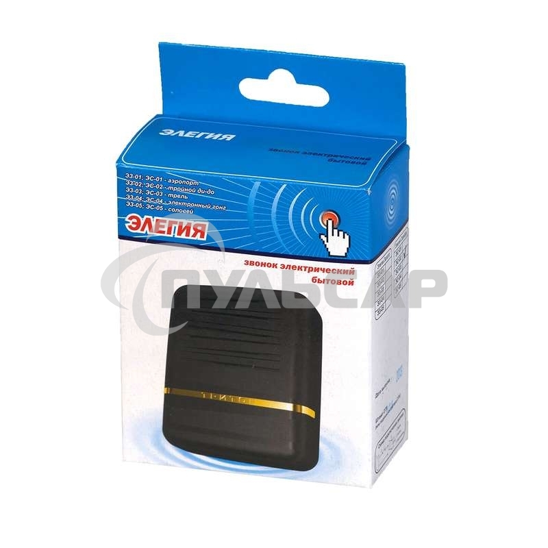 Звонок проводной Элегия соловей 220В 80-90дБА черный/золотистый Тритон ЭЗ-05