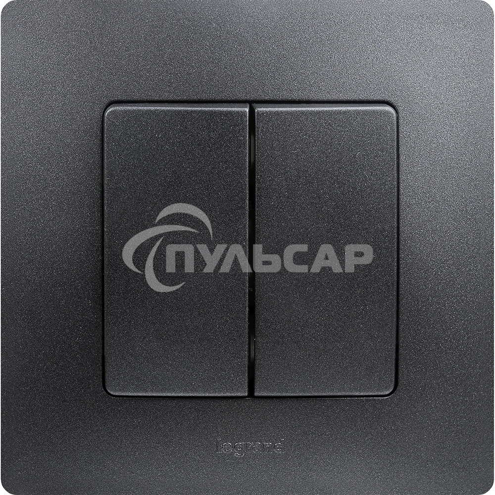 Выключатель двухклавишный, автоматические клеммы, Etika, 10AX, 250В~, антрацит Выключатель двухклавишный, автоматические клеммы, Etika, 10AX, 250В~, антрацит