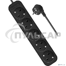 Удлинитель Defender с заземлением M518 1.8 м, 5 розеток, черный