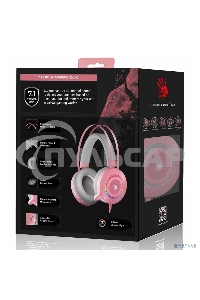 Наушники с микрофоном A4 Bloody G521 розовый 2.3м мониторные USB оголовье (G521 (PINK))
