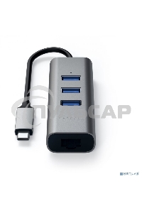 USB-хаб Satechi Type-C 2-in-1 USB 3.0 Aluminum 3 Port Hub and Ethernet Port. Интерфейс Type-C. серый космос.