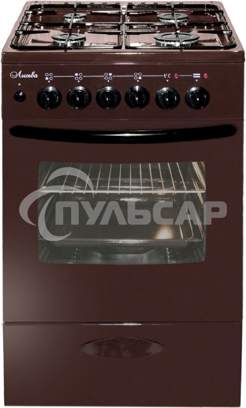 Плита комбинированная Лысьва ЭГ 404 МС-2у коричневый, конфорок 4 газовых, духовка 57 л, 50 см x 85 см x 60 см (без крышки)