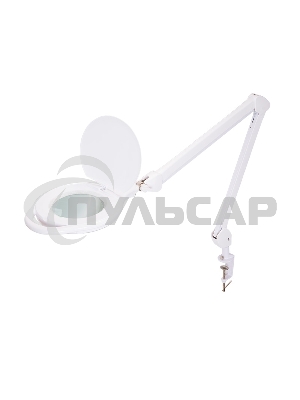 Лупа на струбцине Rexant, круглая, 5D, с подсветкой 96 LED, теплый и холодный свет, белая